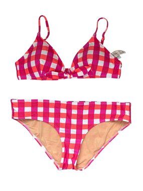 J.Crew Bikini Size Medium Pink Orange Plaid Gingham Blockprint